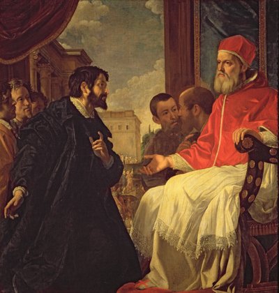 Michelangelo and Pope Julius II by Anastasio Fontebuoni